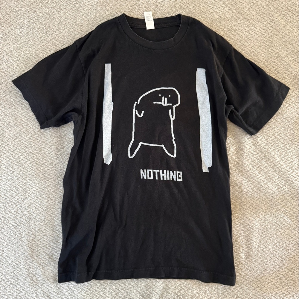 Tultex 202 Nothing Graphic Tee Black Ring Spun Cotton T-Shirt Mens Size M
